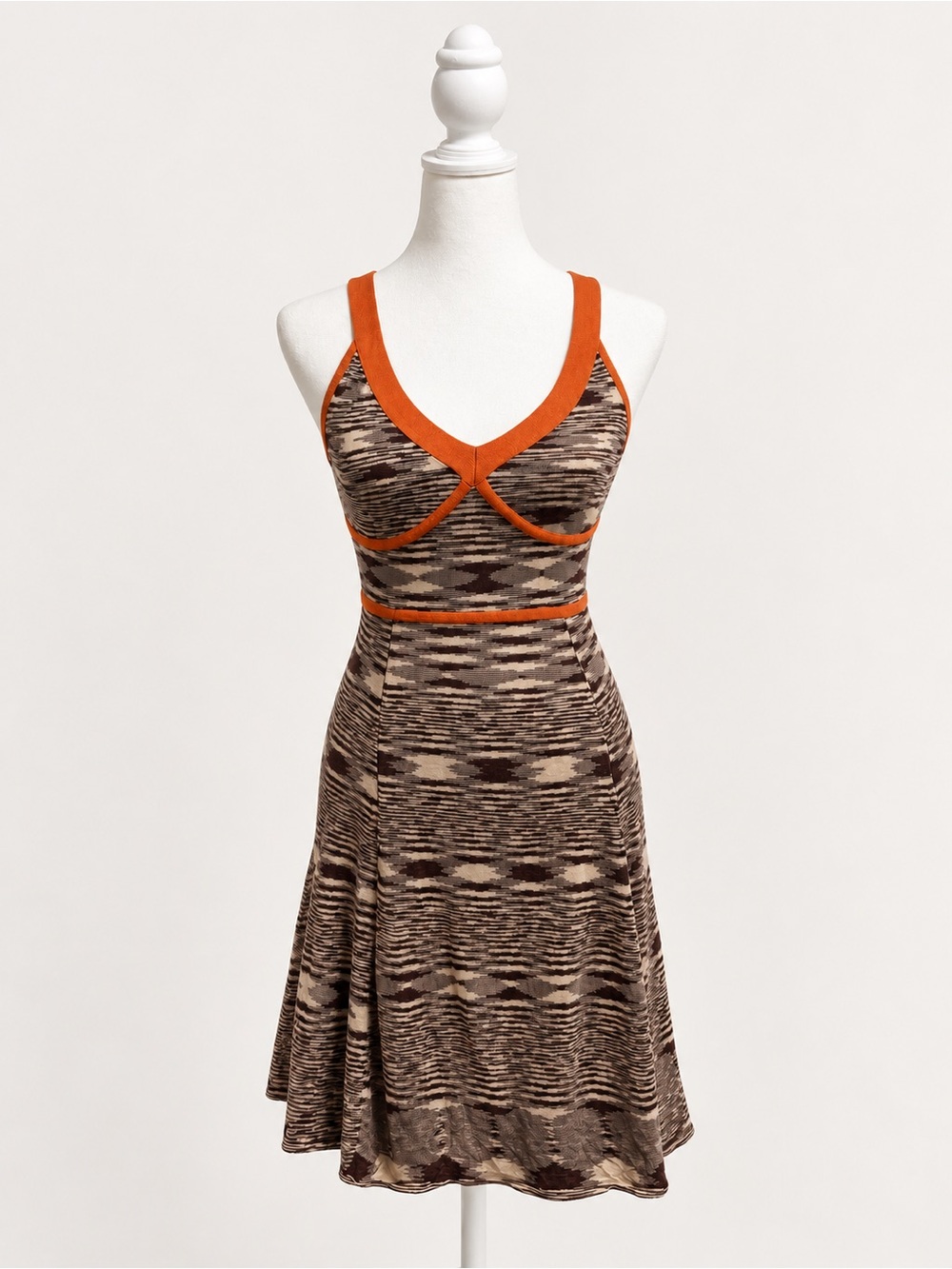 BCBGMAXAZRIA Silk Cotton Knit Mini Dress Cutout Orange Brown XS
